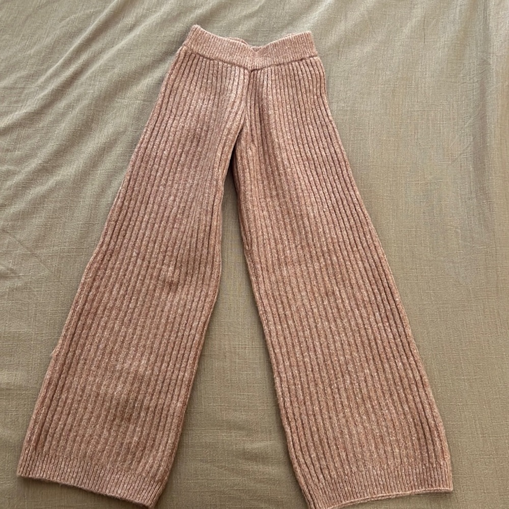 Zara kids knit ribbed wide leg pants